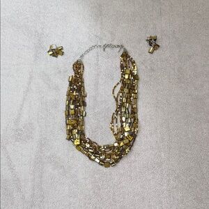 Brown & Gold Beaded Necklace Set
